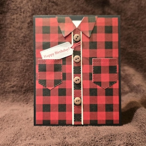 Plaid Flannel Shirt Birthday Card: Handmade Masculine Greeting