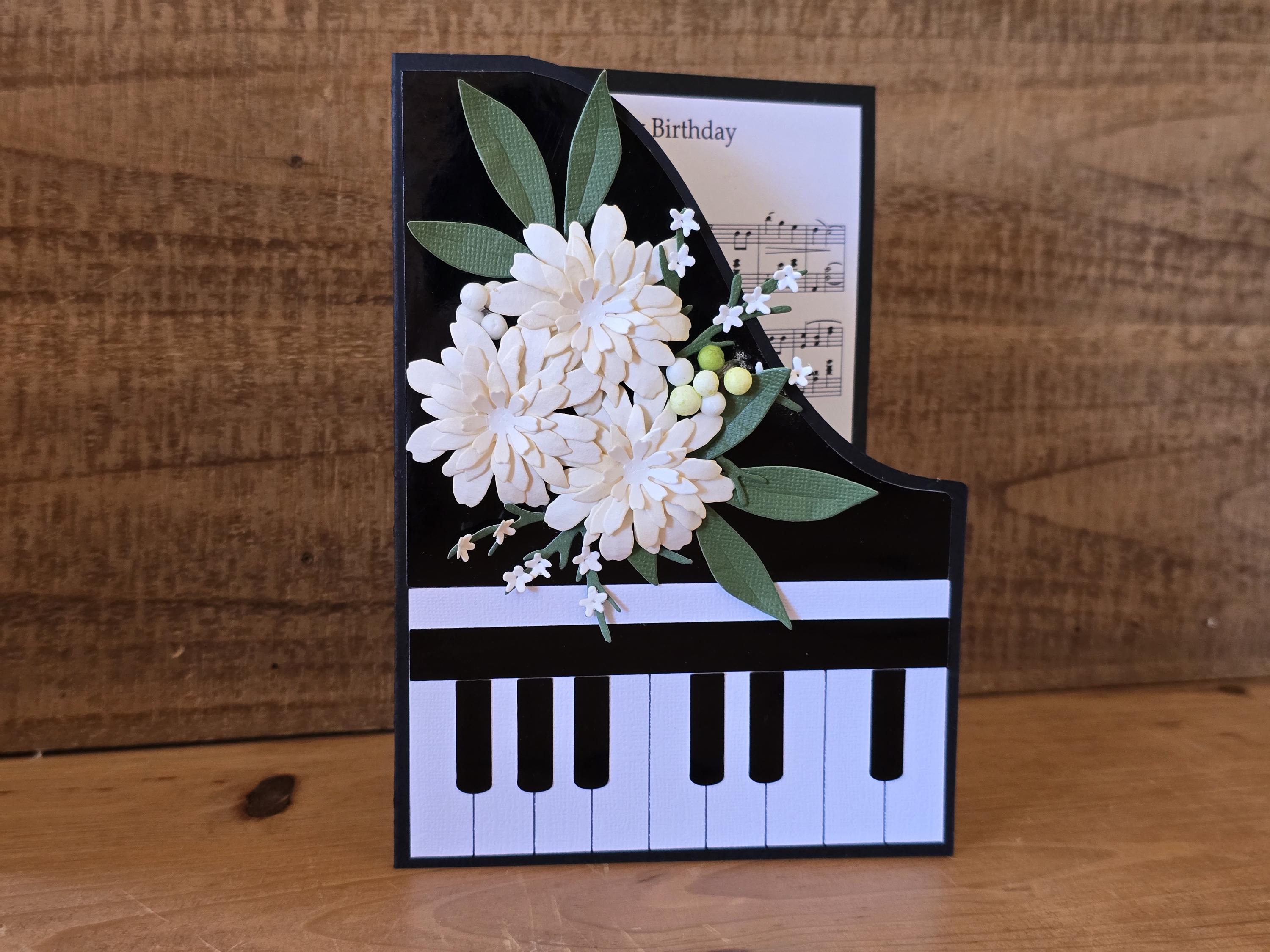 3D pop-up kaart piano - exclusieve wenskaart met muziekmotief