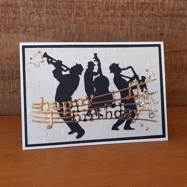 Music Lover Happy Birthday Handmade Card, Handmade Birthday Card for Music Lover, Happy Birthday to Jazz Musician