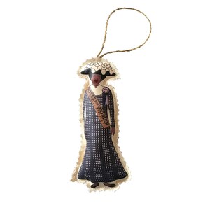 2 Suffragette Cloth Doll Ornaments PLUS Votes for Women Metal Gold Button in White Gift Box. Suffrage Keepsake. image 4