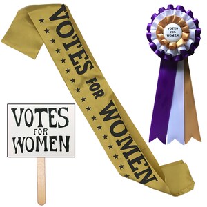 Suffragette Party Pack 4 Each Suffragist Sashes, Rosettes, VOTES FOR WOMEN Signs. Celebrate the 19th Amendment. Womens Rights. Bild 2