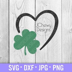 St. Patrick&#39;s Day Heart SVG - St. Patrick&#39;s Day svg - Shamrock svg - Clover svg - Svg, Dxf, Png, Jpg