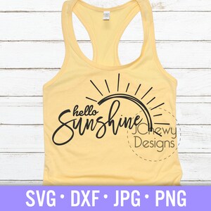 Hello Sunshine SVG - Zomer svg - Zomer Shirt svg - Strand svg - Svg, Dxf, Png, Jpg