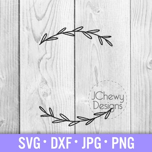 Laurel Wreath Monogram Border SVG - Monogram Frame svg - Circle Monogram svg - Hand drawn Monogram svg - Svg, Dxf, Png, Jpg