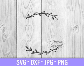Laurel Wreath Monogram Border SVG - Monogram Frame svg - Circle Monogram svg - Hand drawn Monogram svg - Svg, Dxf, Png, Jpg