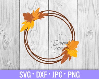 Herfst Monogram Frame SVG - Herfst bladeren Monogram svg - Herfst bladeren svg - Oogst svg - Svg, Dxf, Png, Jpg
