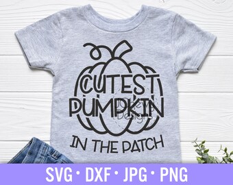 Cutest Pumpkin In The Patch SVG - Kids Halloween svg - Pumpkin Shirt svg - Baby Halloween svg - Svg, Dxf, Png, Jpg
