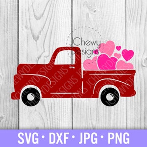Valentine&#39;s Day Truck SVG - Hearts Truck svg - Valentine svg - Love Truck svg - Svg, Dxf, Png, Jpg