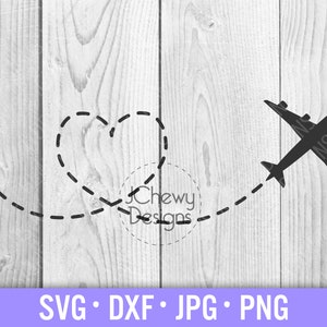 Airplane Heart SVG - Plane svg - Valentine svg - Traveling svg - Svg, Dxf, Png, Jpg