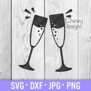 Coupes à Champagne SVG - Flûtes à Champagne svg - Bonne Année svg - Célébration svg - Svg, Dxf, Png, Jpg