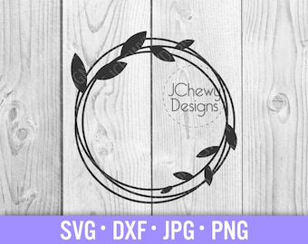 Leaf Circle SVG - Hand Drawn Leaves svg - Leaf Wreath svg - Leaves Monogram svg - Svg, Dxf, Png, Jpg