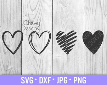 Doodle Hearts SVG - Handdrawn Heart svg - Scribble Hearts svg - Valentines svg - Svg, Dxf, Png, Jpg