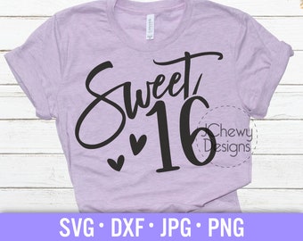 Sweet 16 SVG - 16th Birthday svg - Sweet Sixteen svg - Birthday svg - Svg, Dxf, Png, Jpg