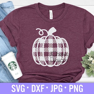 バッファロー チェック柄 パンプキン SVG - 感謝祭 svg - 秋 svg - パンプキン svg - Svg、Dxf、Png、Jpg