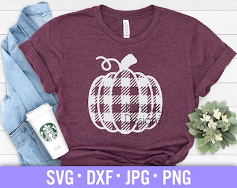 Buffalo Plaid Pompoen SVG - Thanksgiving svg - Herfst svg - Pompoen svg - Svg, Dxf, Png, Jpg