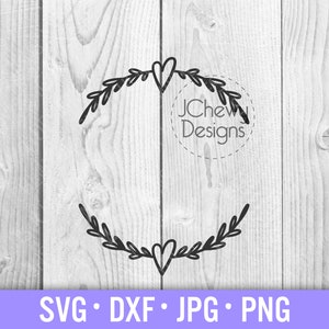 HerzKranz Monogramm SVG - Blatt Kranz svg - Herz Rahmen svg - Herzen Monogramm svg - Svg, Dxf, Png, Jpg