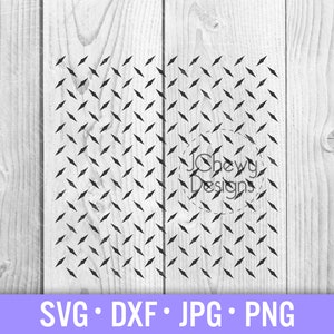May include: Black diamond plate pattern design. The design is displayed on a light wood background. The text "SVG • DXF • JPG • PNG" is displayed at the bottom of the image. The JChewy Designs logo is also visible.