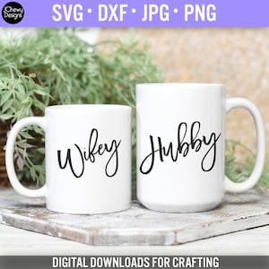 Wifey Hubby SVG - De heer Mevrouw svg - Huwelijksgeschenk svg - Just Married svg - Svg, Dxf, Png, Jpg