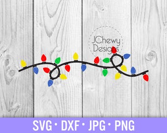 Kerstverlichting SVG - Christmas Light String svg - String Lights svg - Xmas Lights svg - Svg, Dxf, Png, Jpg