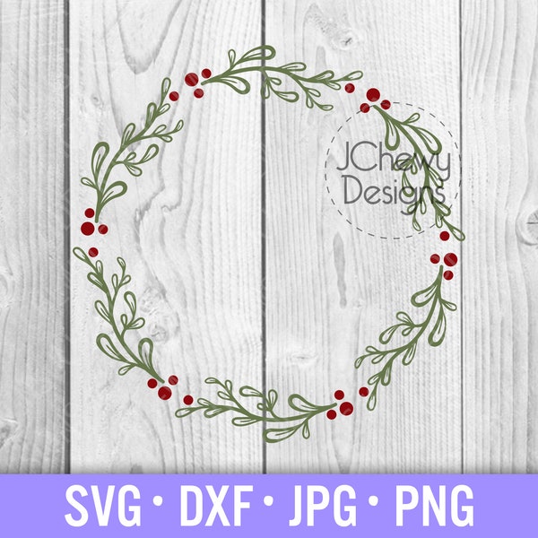 Christmas Wreath SVG - Mistletoe Wreath svg - Xmas svg - Mistletoe svg - Svg, Dxf, Png, Jpg