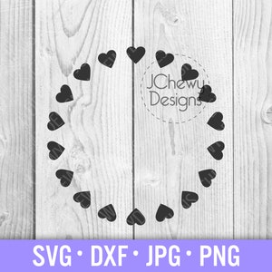 Heart Circle Monogram Frame SVG - Circle Hearts Monogram svg - Hearts Wreath svg - Hearts Monogram svg - Svg, Dxf, Png, Jpg