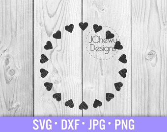 Marco de monograma de círculo de corazón SVG - Monograma de corazones de círculo svg - corona de corazones svg - monograma de corazones svg - svg, dxf, png, jpg