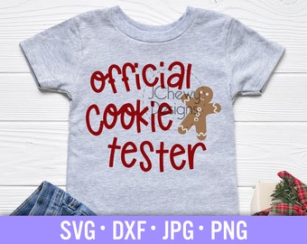 Officiële Cookie Tester SVG - Kids Kerst Shirt svg - Kerst Shirt svg - Kids Kerst svg - Svg, Dxf, Png, Jpg