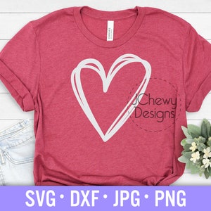 Coração desenhado à mão SVG - Coração svg - Namorados svg - Amor svg - Svg, Dxf, Png, Jpg