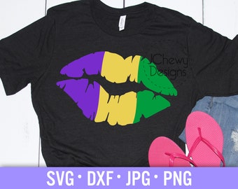 Mardi Gras Lips SVG - Mardi Gras svg - Mardi Gras Kiss svg - Louisiana svg - Svg, Dxf, Png, Jpg