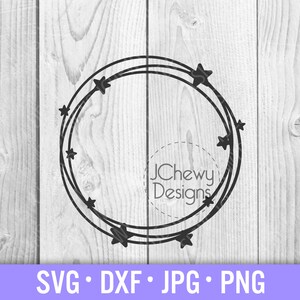 Kreis Sterne Monogramm Rand SVG - Monogramm Rahmen svg - Kreis mit Sternen Monogramm svg - Handgezeichnetes Monogramm svg - Svg, Dxf, Png, Jpg