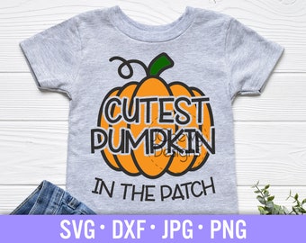 Cutest Pumpkin In The Patch SVG - Kids Halloween svg - Pumpkin Shirt svg - Baby Halloween svg - Svg, Dxf, Png, Jpg