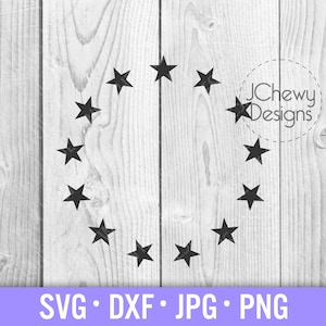 13 Sterren SVG - 13 Sterren in een cirkel svg - Betsy Ross svg - VERENIGDE STATEN svg - Svg, Dxf, Png, Jpg