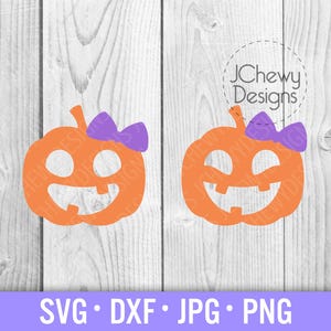 Jack O Lanterns de niña SVG - Calabazas lindas svg - Halloween svg - Spooky svg - Svg, Dxf, Png, Jpg