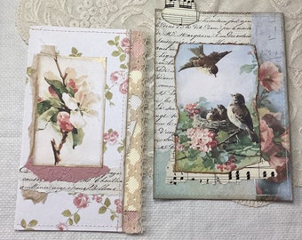 Ephemera folder and journal card | Mini set of junk journal embellishments | Vintage style decorations for junk journals, scrapbooking