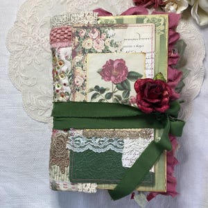 Carnet fait main | dos en tissu à couture lente, couverture rigide | 2 signatures | jolie romantique florale | roses | Carnets indésirables, journal souvenir
