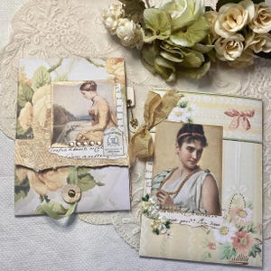 Flip pocket, paperclipped pocket | two-piece journal ephemera set | pockets folders cards for junk journals