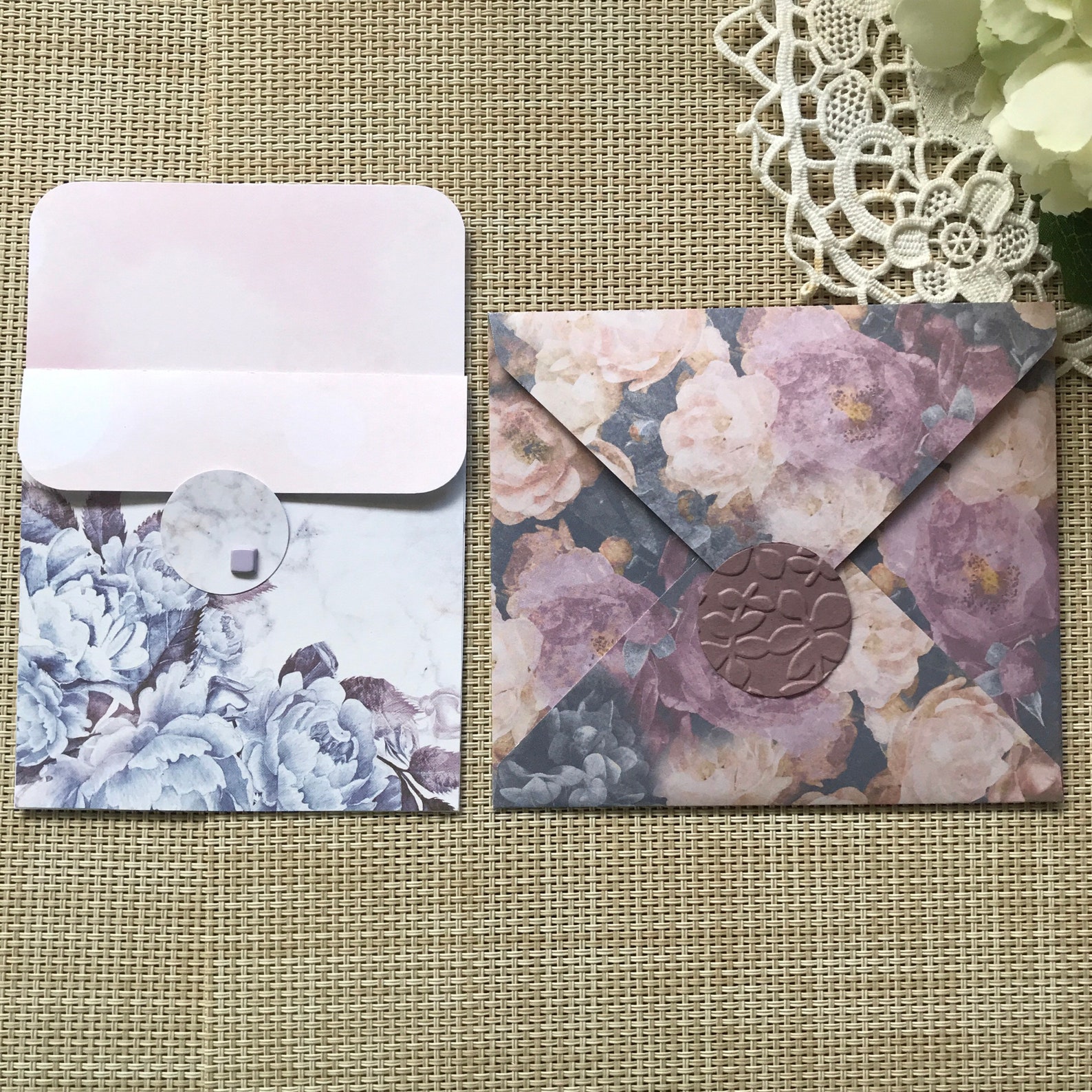 Junk journal envelopes double flip pocket and tuck Set of 4 Etsy