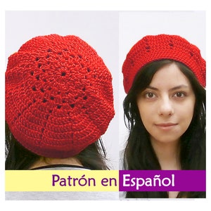 Crochet beret PDF pattern in Spanish // DESERT FLOWER hat_ SL03