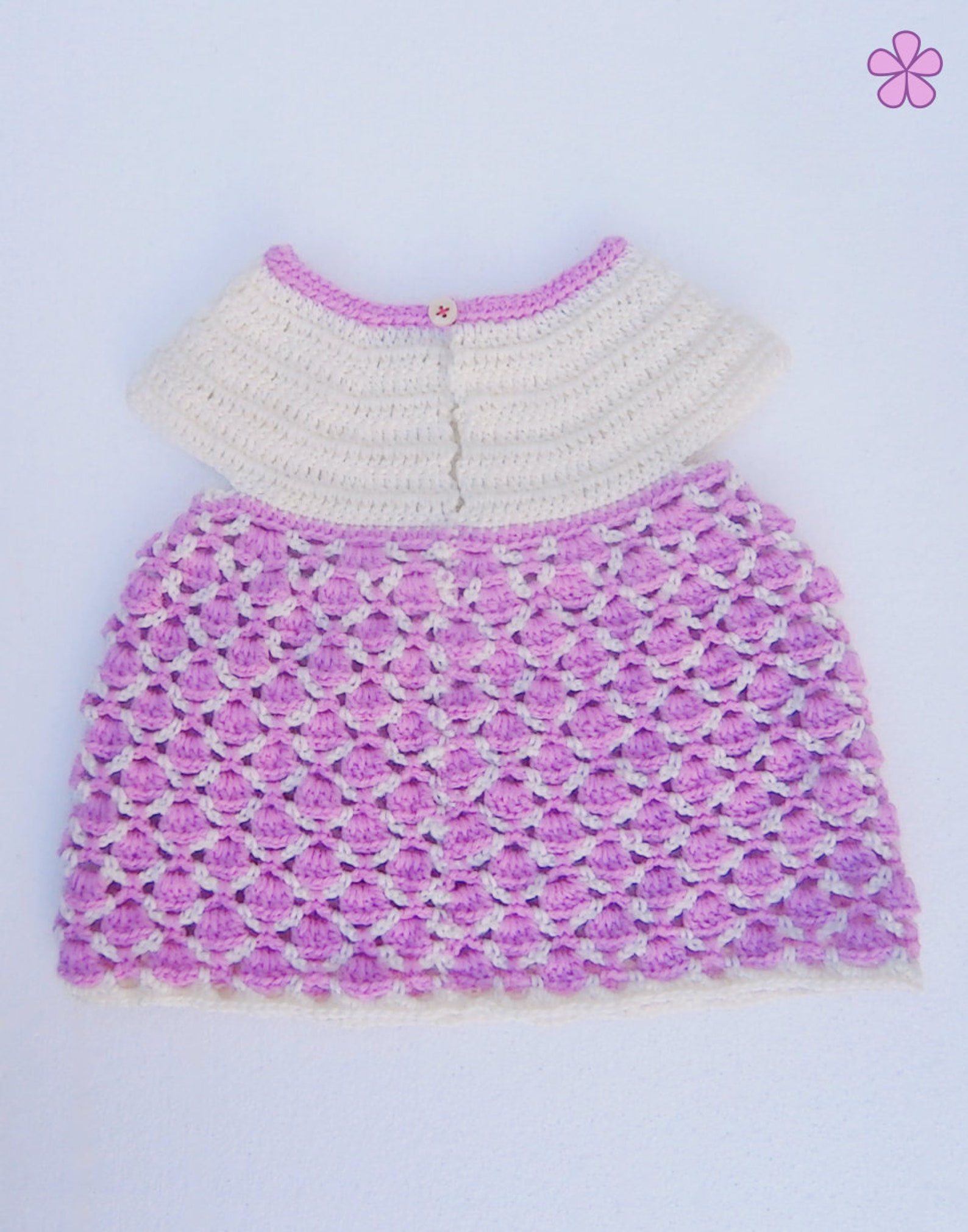 Circular yoke and lace baby dress crochet pattern. 0 to 24 Etsy