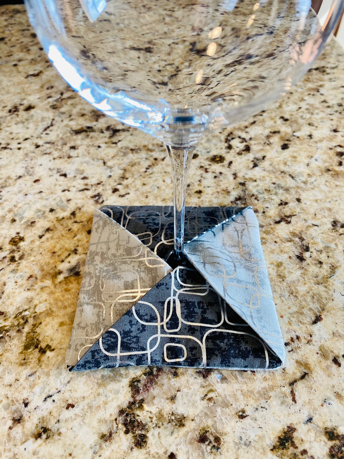 Handmade Wine Glass Coaster Fabric Coasters Set of 2 Etsy