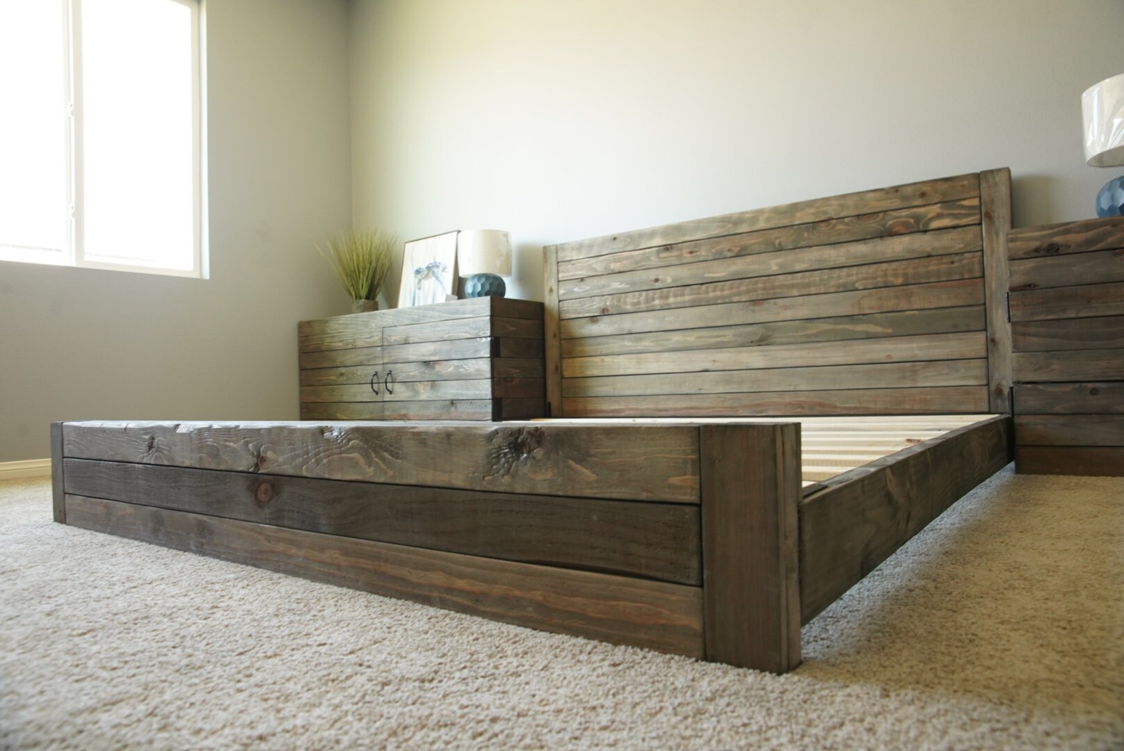 California Slate Wood Bed Frame Etsy
