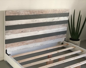 Gray & White Multicolored Wood Bedframe