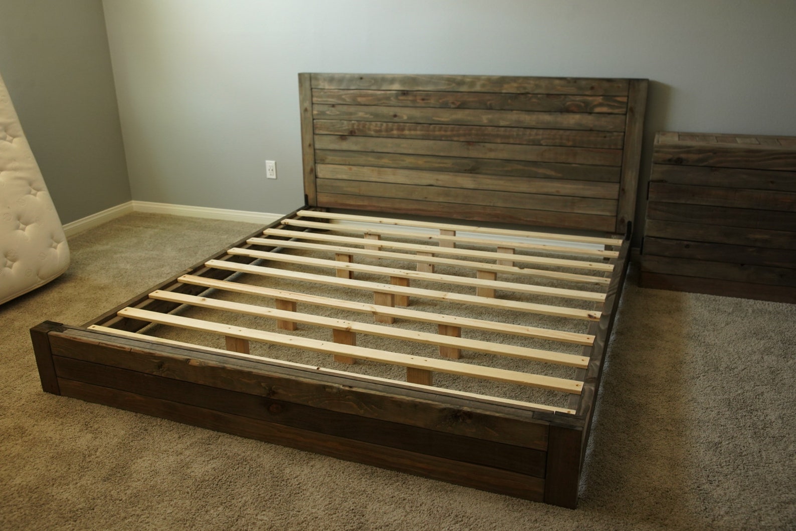 California Slate Wood Bed Frame Etsy