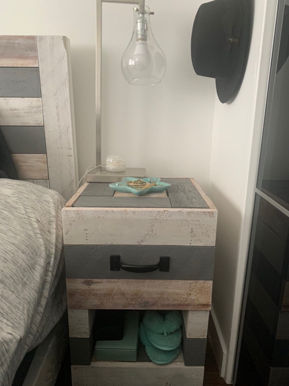 Gray & White Nightstand Etsy