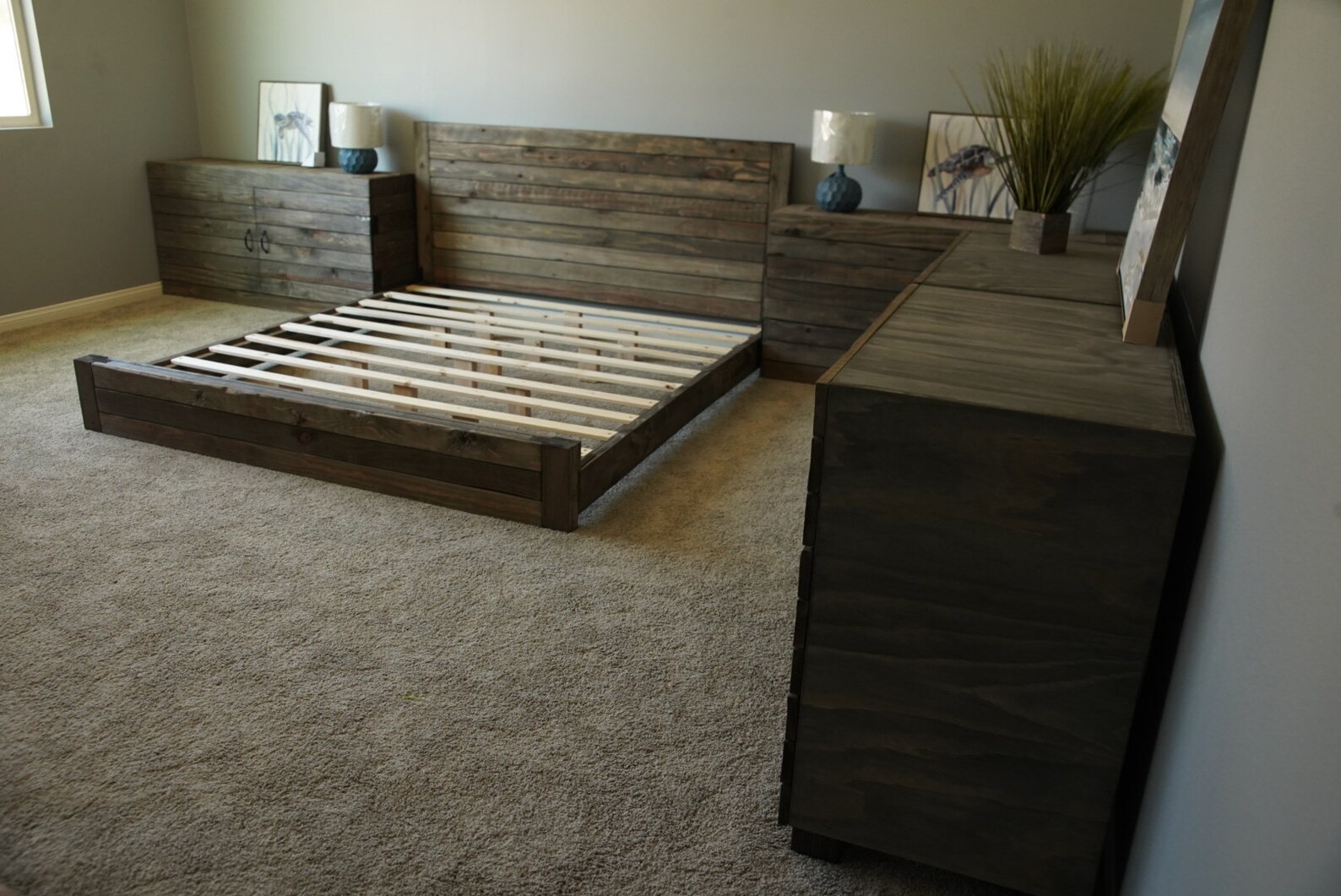 California Slate Wood Bed Frame Etsy