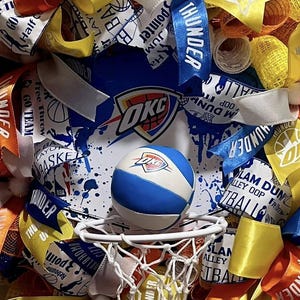 OKC Thunder Basketball Wreath | Custom NBA Door Decor | Mini Basketball & Goal | Sports Fan Gift | Handmade in Oklahoma
