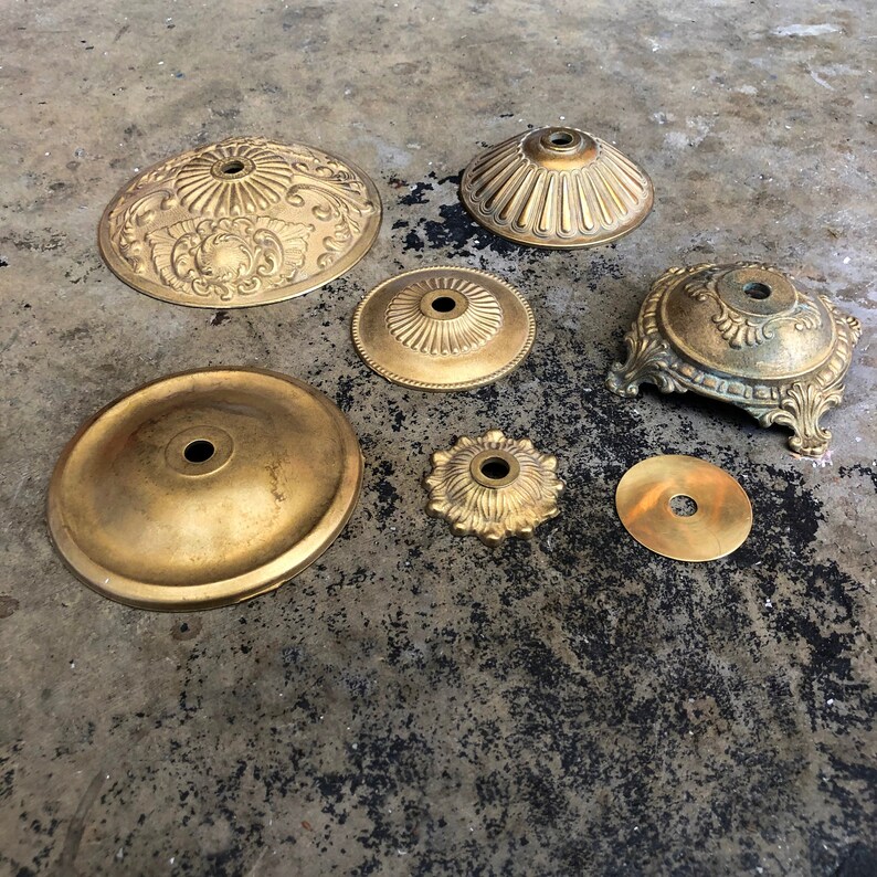 Brass Lamp Base bobeche Cast Plates decorative vintage Etsy