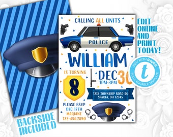 Police Invitations Etsy