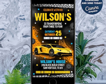 Digital Race Car Birthday Invitation: Editable E-vite Template