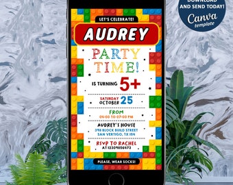 Electronic Invitation, Birthday party Invitation, Mobile Invitation, Instant Download, Editable with Canva